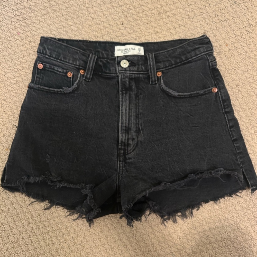 Abercrombie black denim shorts